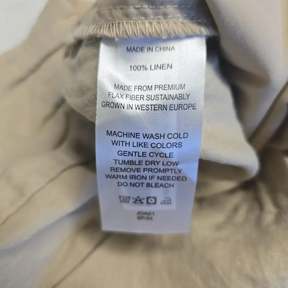 Quince 100% European Linen Pants Women's M Driftwood Elastic Waist Minimalist